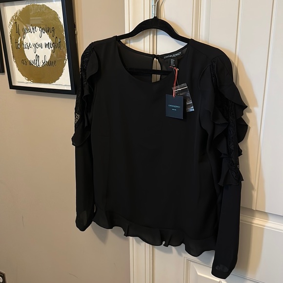 Ruffled Cold Shoulder Blouse - Picture 1 of 4